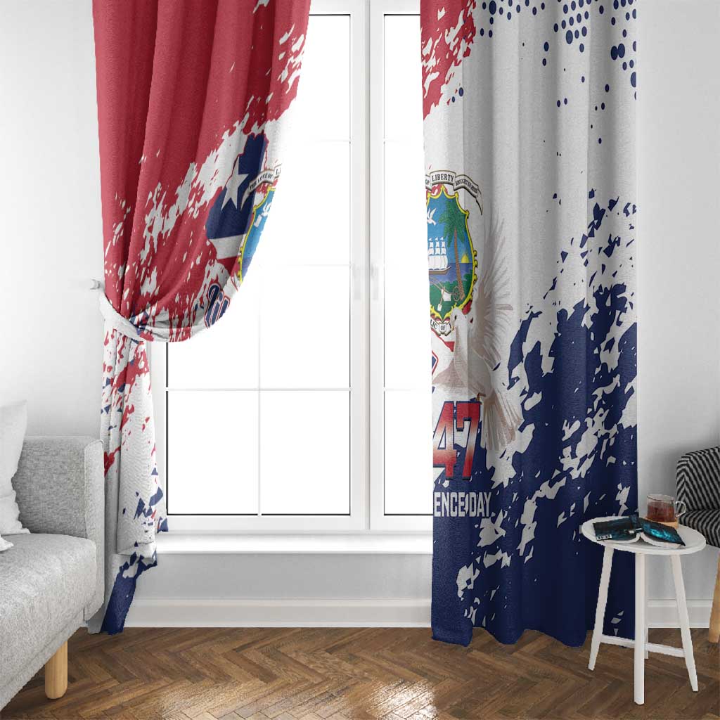 Afro Liberia 1847 Independence Day Window Curtain Coat Of Arms Grunge Style