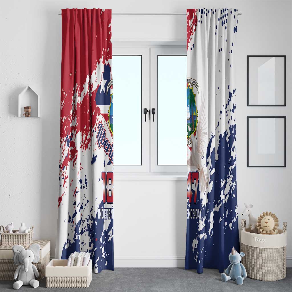 Afro Liberia 1847 Independence Day Window Curtain Coat Of Arms Grunge Style