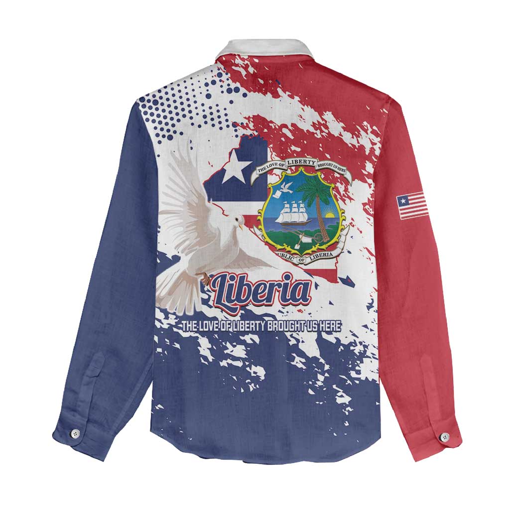 Afro Liberia 1847 Independence Day Women Casual Shirt Coat Of Arms Grunge Style