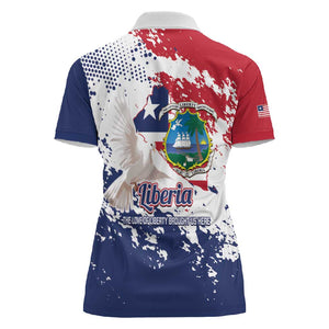 Afro Liberia 1847 Independence Day Women Polo Shirt Coat Of Arms Grunge Style