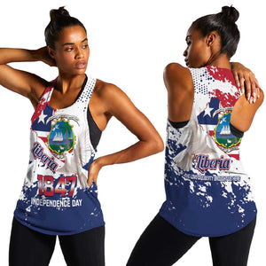 Afro Liberia 1847 Independence Day Women Racerback Tank Coat Of Arms Grunge Style