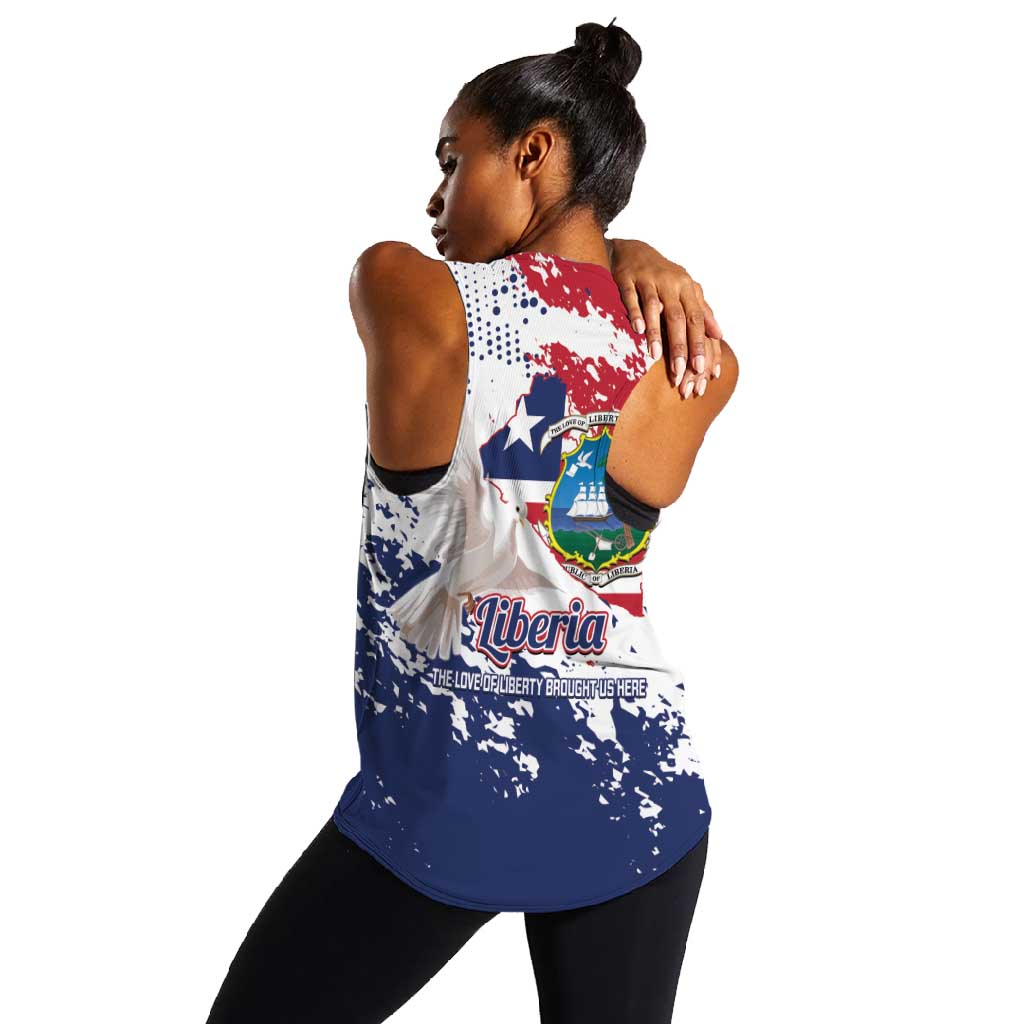 Afro Liberia 1847 Independence Day Women Racerback Tank Coat Of Arms Grunge Style