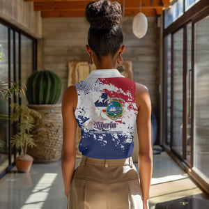 Afro Liberia 1847 Independence Day Women Sleeveless Polo Shirt Coat Of Arms Grunge Style