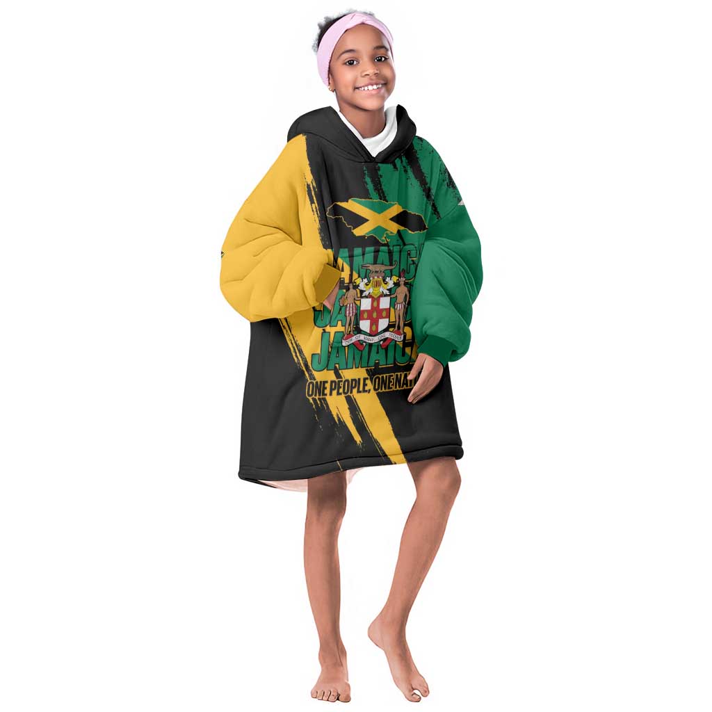 Jumieka Independence Day Kid Wearable Blanket Hoodie Jamaica One People, One Nation