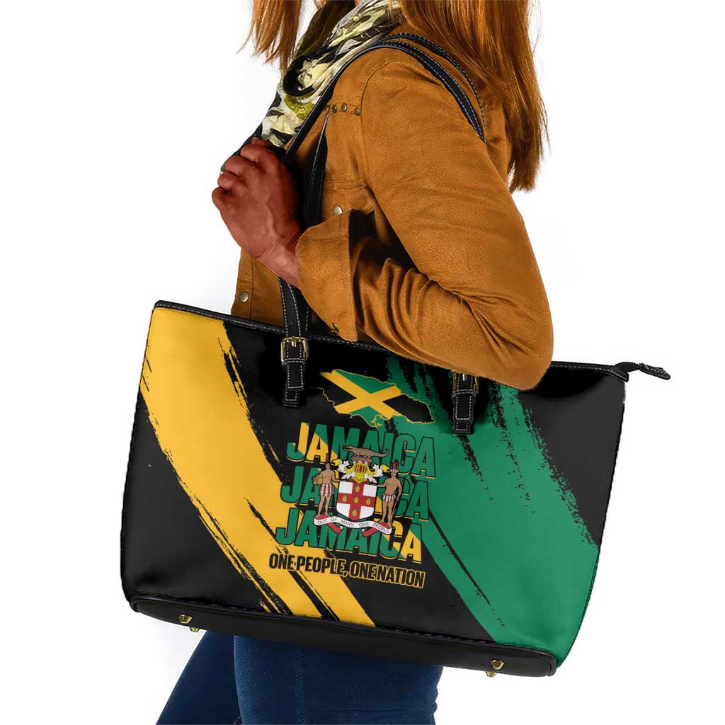 Jumieka Independence Day Leather Tote Bag Jamaica One People, One Nation