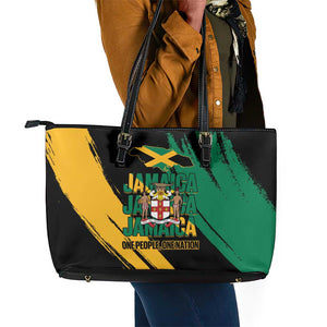 Jumieka Independence Day Leather Tote Bag Jamaica One People, One Nation