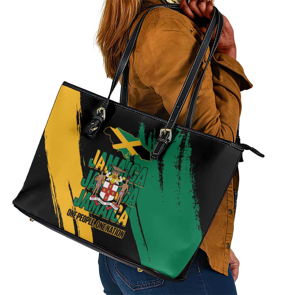 Jumieka Independence Day Leather Tote Bag Jamaica One People, One Nation