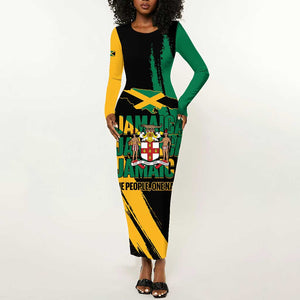Jumieka Independence Day Long Sleeve Bodycon Dress Jamaica One People, One Nation
