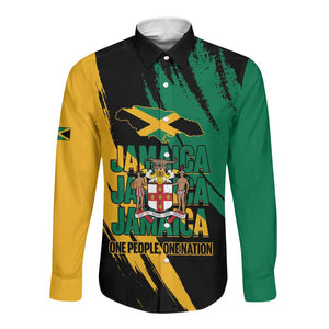 Jumieka Independence Day Long Sleeve Button Shirt Jamaica One People, One Nation
