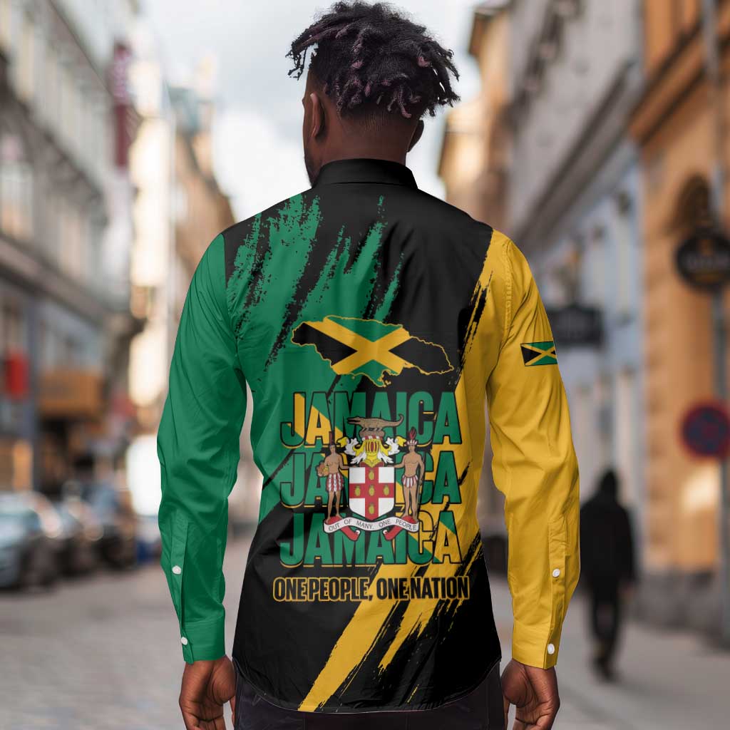Jumieka Independence Day Long Sleeve Button Shirt Jamaica One People, One Nation