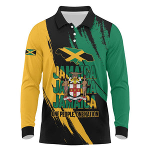 Jumieka Independence Day Long Sleeve Polo Shirt Jamaica One People, One Nation