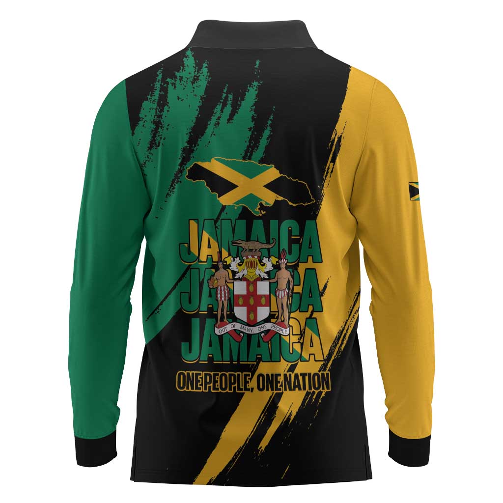 Jumieka Independence Day Long Sleeve Polo Shirt Jamaica One People, One Nation