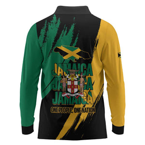 Jumieka Independence Day Long Sleeve Polo Shirt Jamaica One People, One Nation