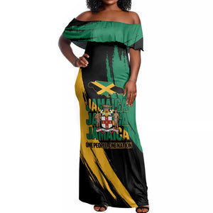 Jumieka Independence Day Off Shoulder Maxi Dress Jamaica One People, One Nation