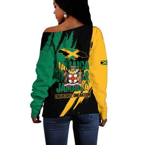 Jumieka Independence Day Off Shoulder Sweater Jamaica One People, One Nation