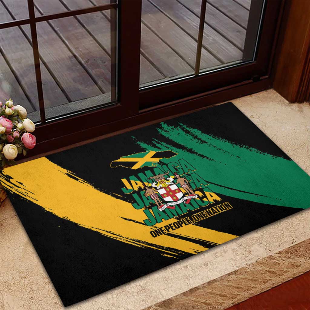 Jumieka Independence Day Rubber Doormat Jamaica One People, One Nation
