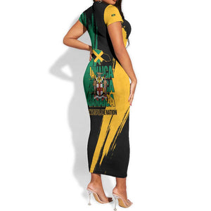 Jumieka Independence Day Short Sleeve Bodycon Dress Jamaica One People, One Nation