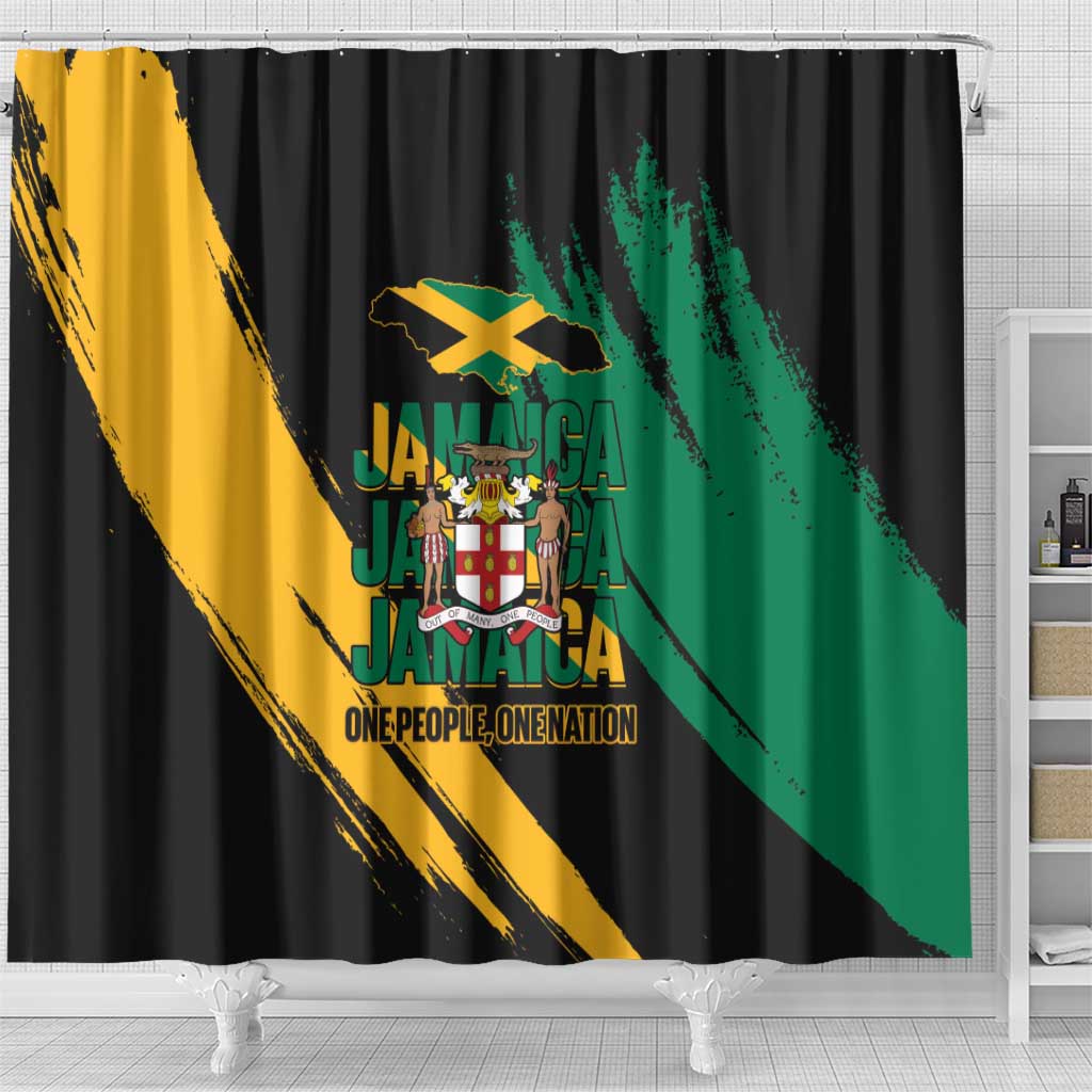 Jumieka Independence Day Shower Curtain Jamaica One People, One Nation
