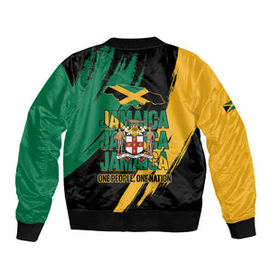 Jumieka Independence Day Sleeve Zip Bomber Jacket Jamaica One People, One Nation