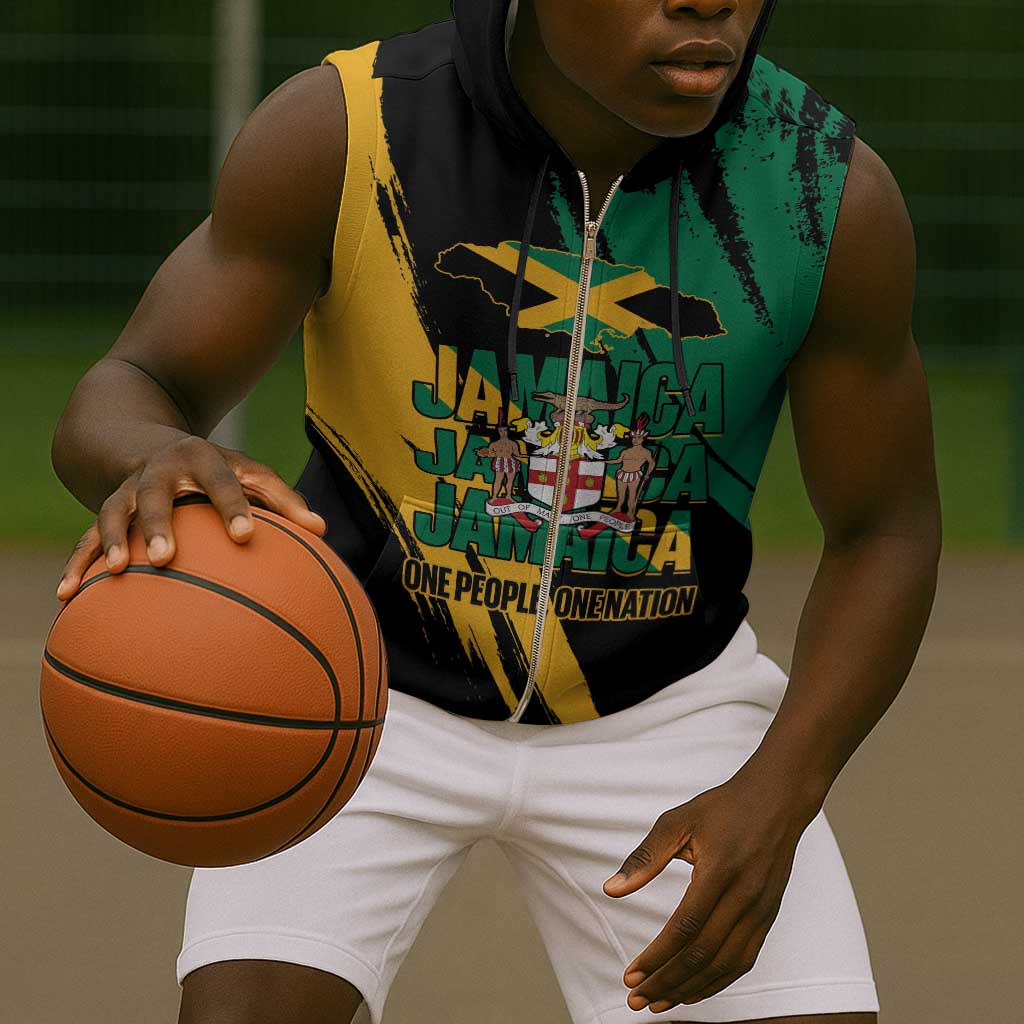 Jumieka Independence Day Sleeveless Zip Hoodie Jamaica One People, One Nation - African Pride