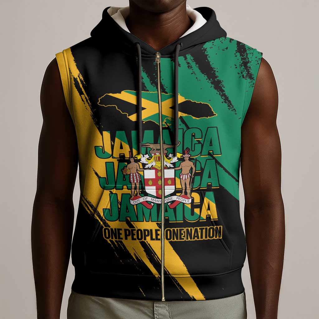Jumieka Independence Day Sleeveless Zip Hoodie Jamaica One People, One Nation - African Pride