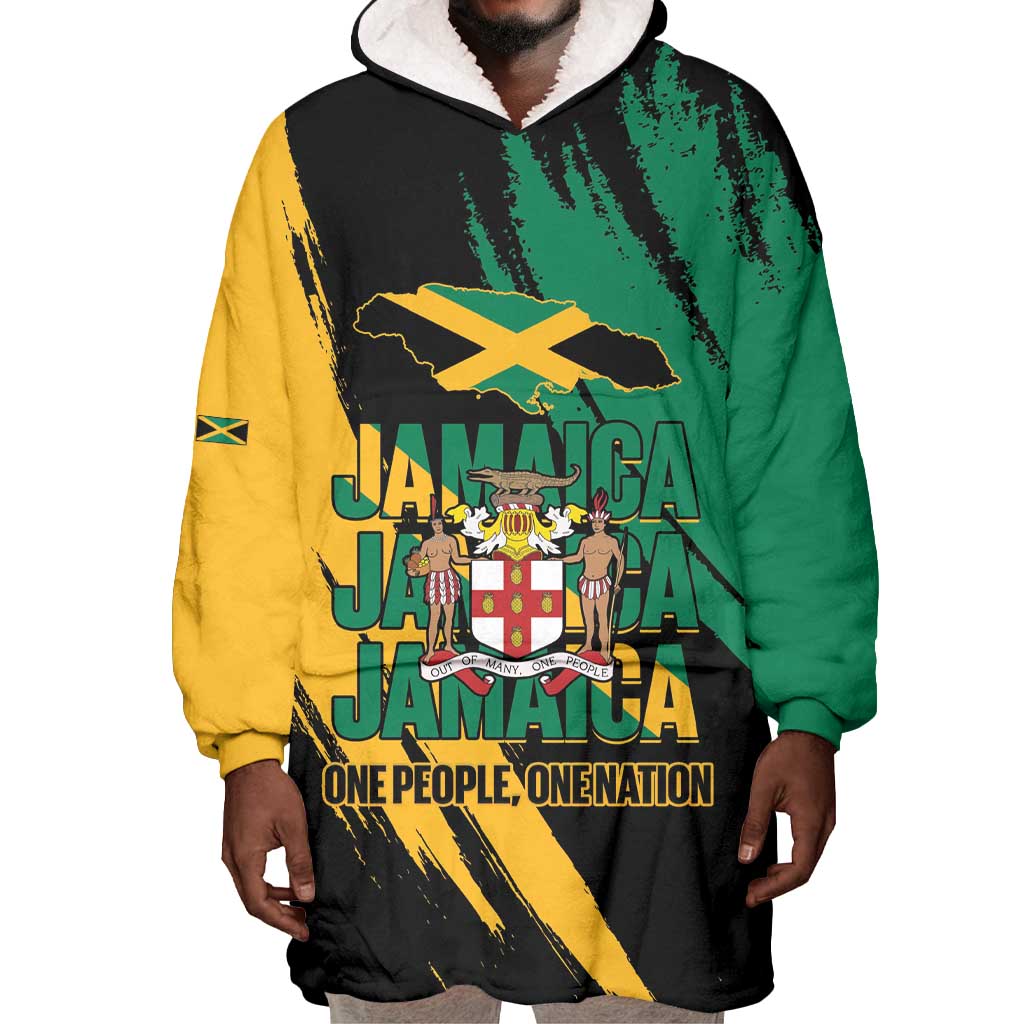 Jumieka Independence Day Wearable Blanket Hoodie Jamaica One People, One Nation