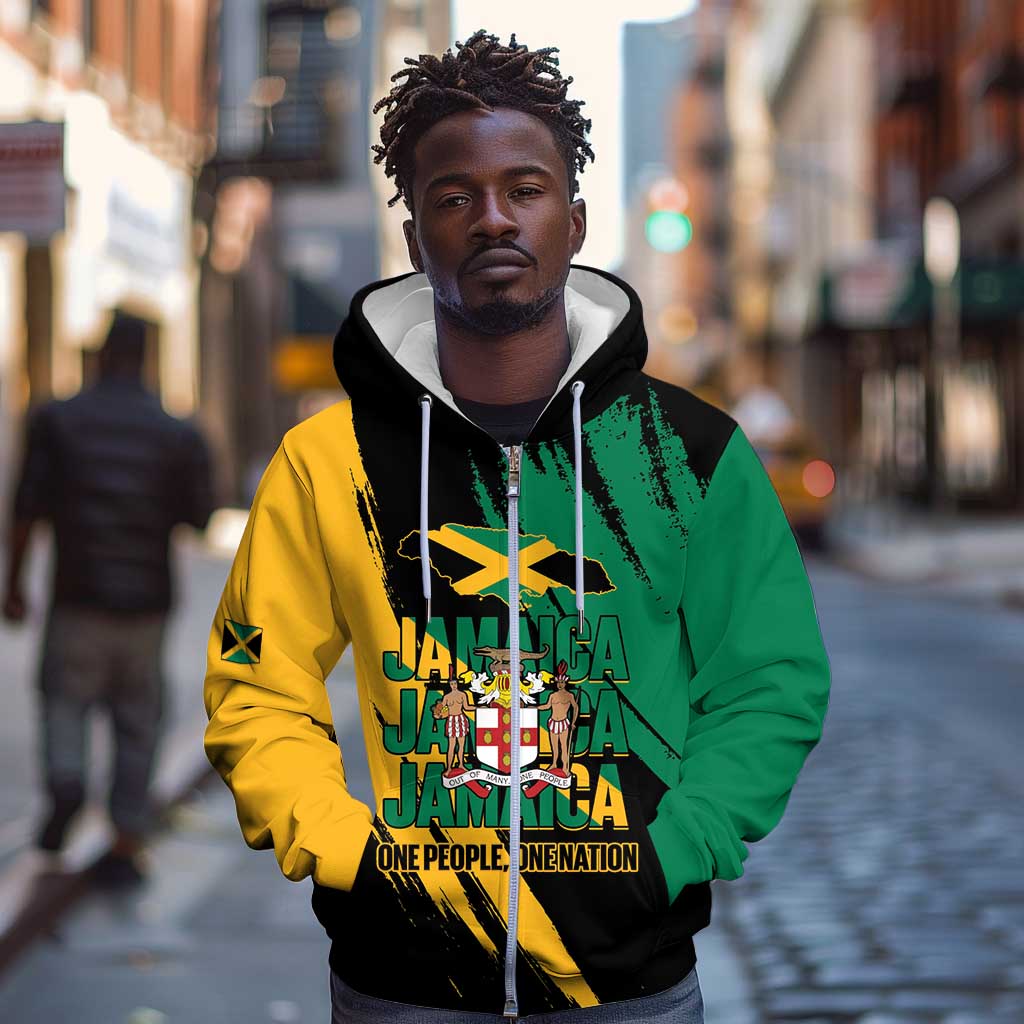Jumieka Independence Day Zip Hoodie Jamaica One People, One Nation
