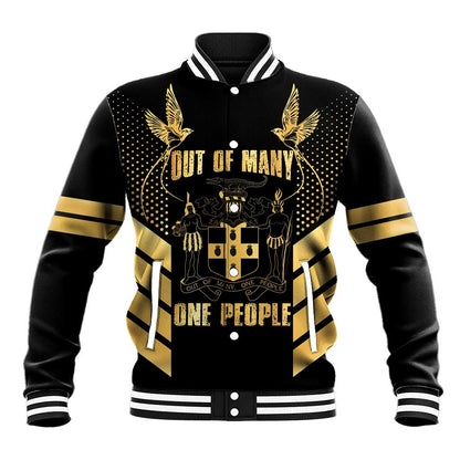 Jumieka Independence Day Baseball Jacket Out Of Many, One People Gold Color