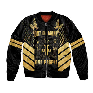 Jumieka Independence Day Bomber Jacket Out Of Many, One People Gold Color