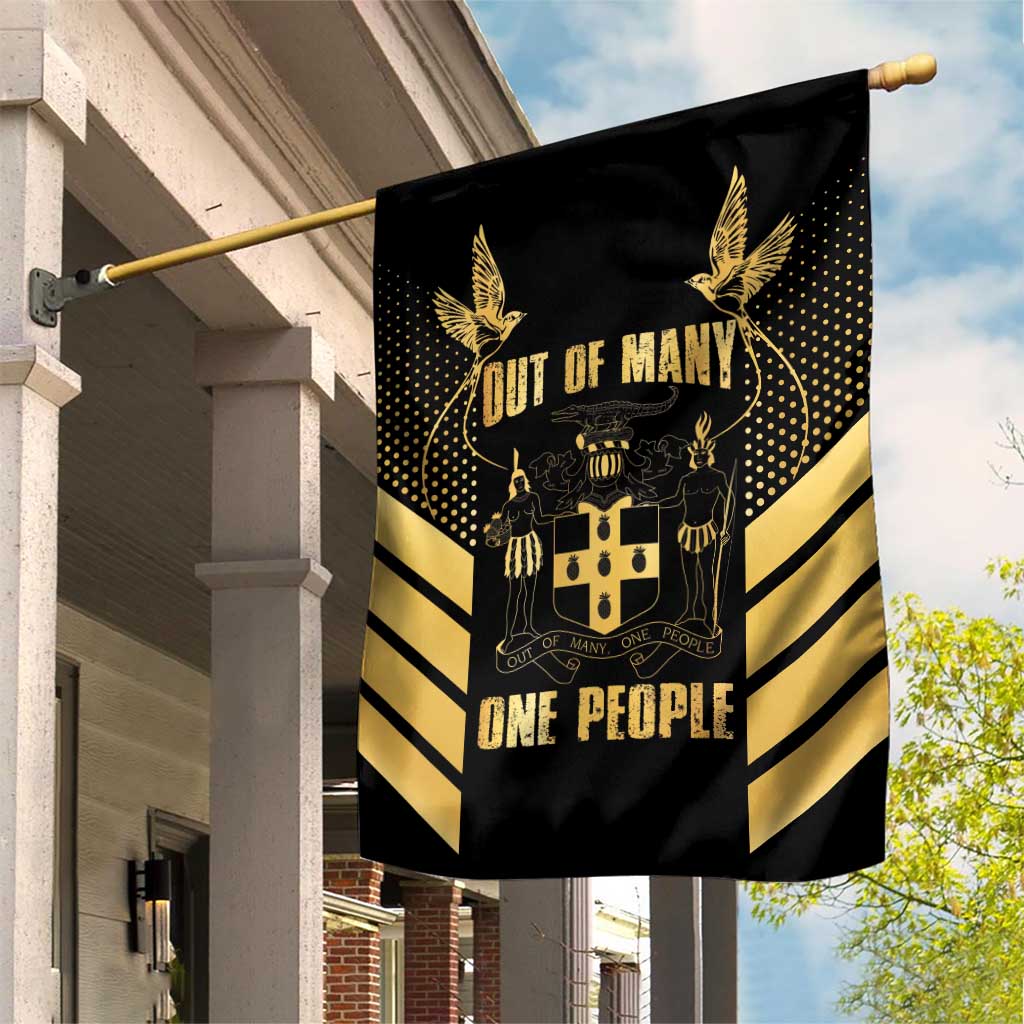 Jumieka Independence Day Garden Flag Out Of Many, One People Gold Color