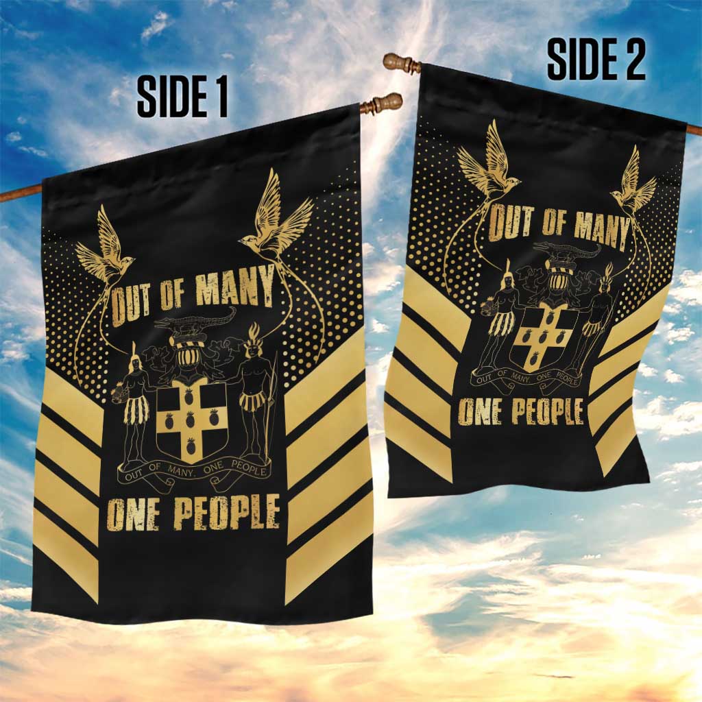 Jumieka Independence Day Garden Flag Out Of Many, One People Gold Color