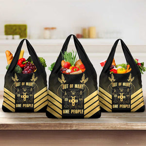 Jumieka Independence Day Grocery Bag Out Of Many, One People Gold Color