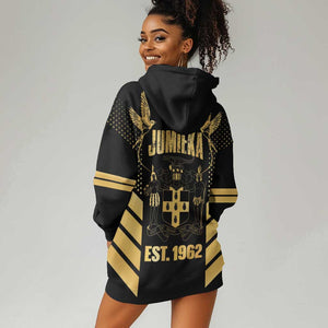 Jumieka Independence Day Hoodie Dress Out Of Many, One People Gold Color