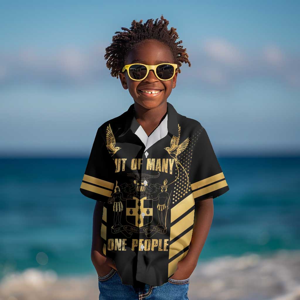 Jumieka Independence Day Kid Hawaiian Shirt Out Of Many, One People Gold Color