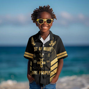 Jumieka Independence Day Kid Hawaiian Shirt Out Of Many, One People Gold Color