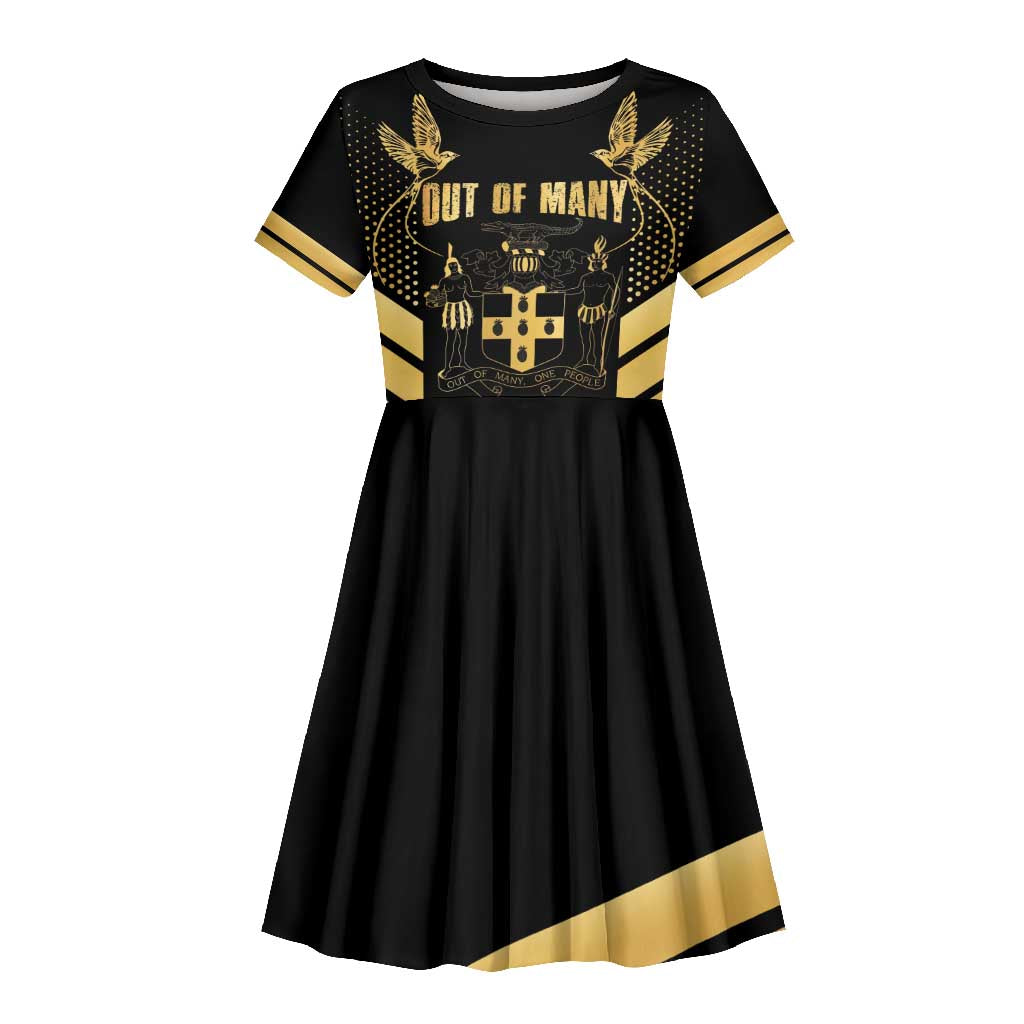 Jumieka Independence Day Kid Short Sleeve Dress Out Of Many, One People Gold Color