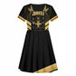 Jumieka Independence Day Kid Short Sleeve Dress Out Of Many, One People Gold Color