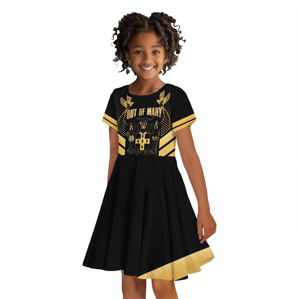 Jumieka Independence Day Kid Short Sleeve Dress Out Of Many, One People Gold Color
