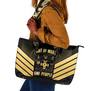 Jumieka Independence Day Leather Tote Bag Out Of Many, One People Gold Color