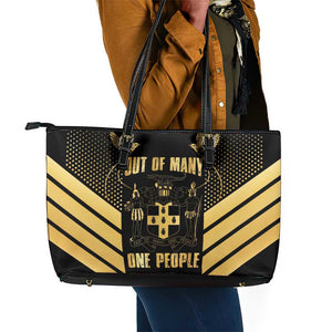Jumieka Independence Day Leather Tote Bag Out Of Many, One People Gold Color