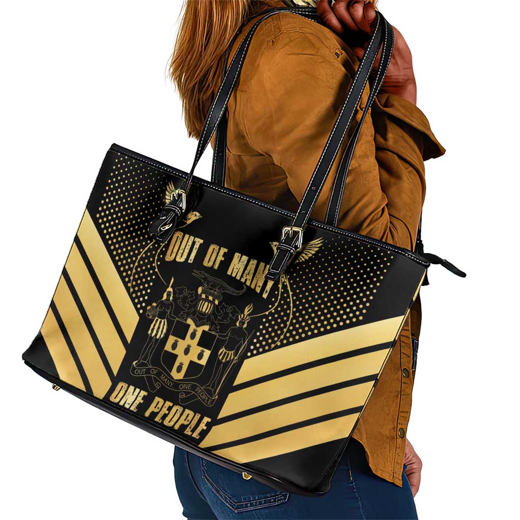 Jumieka Independence Day Leather Tote Bag Out Of Many, One People Gold Color