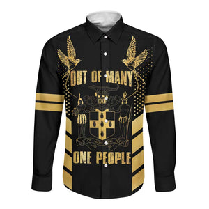 Jumieka Independence Day Long Sleeve Button Shirt Out Of Many, One People Gold Color