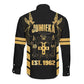 Jumieka Independence Day Long Sleeve Button Shirt Out Of Many, One People Gold Color