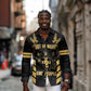 Jumieka Independence Day Long Sleeve Button Shirt Out Of Many, One People Gold Color
