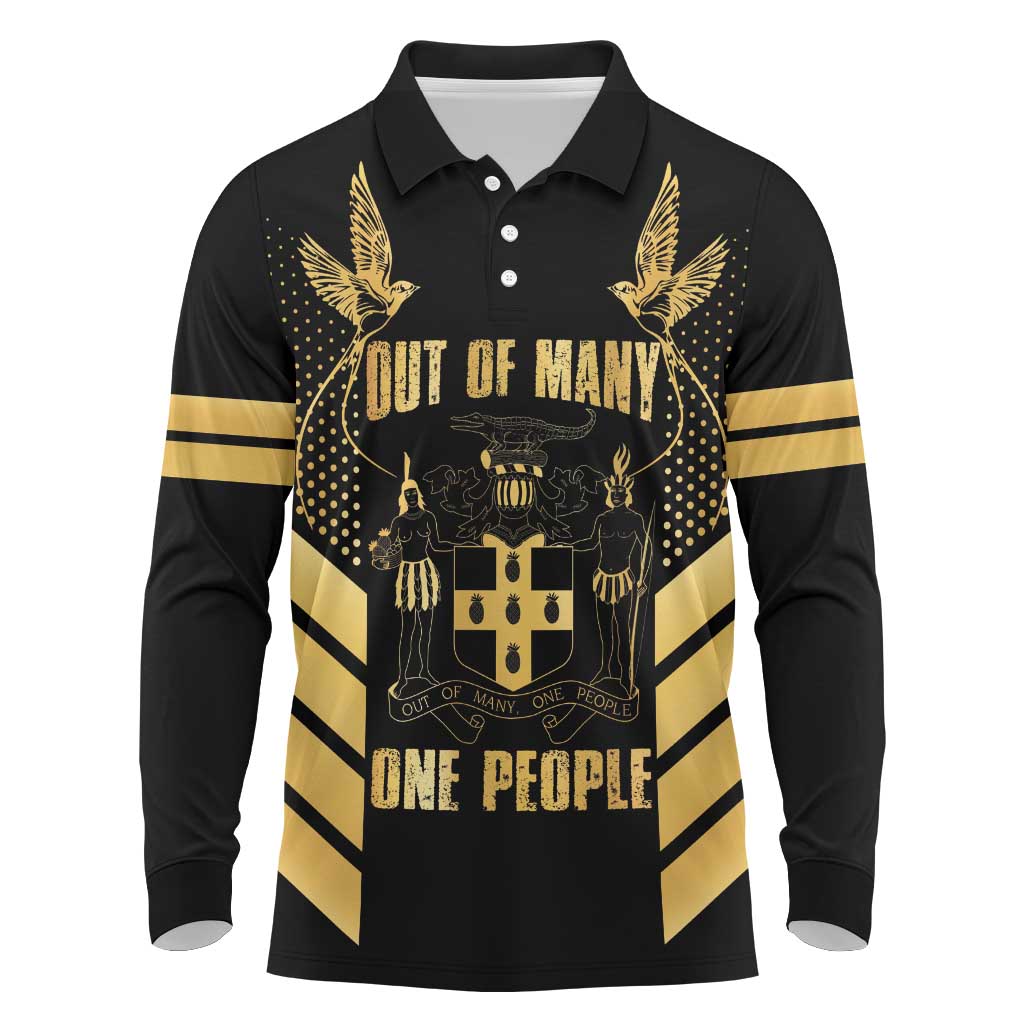 Jumieka Independence Day Long Sleeve Polo Shirt Out Of Many, One People Gold Color