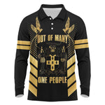 Jumieka Independence Day Long Sleeve Polo Shirt Out Of Many, One People Gold Color