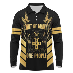 Jumieka Independence Day Long Sleeve Polo Shirt Out Of Many, One People Gold Color