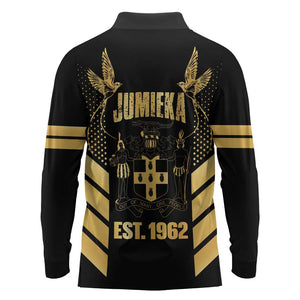Jumieka Independence Day Long Sleeve Polo Shirt Out Of Many, One People Gold Color