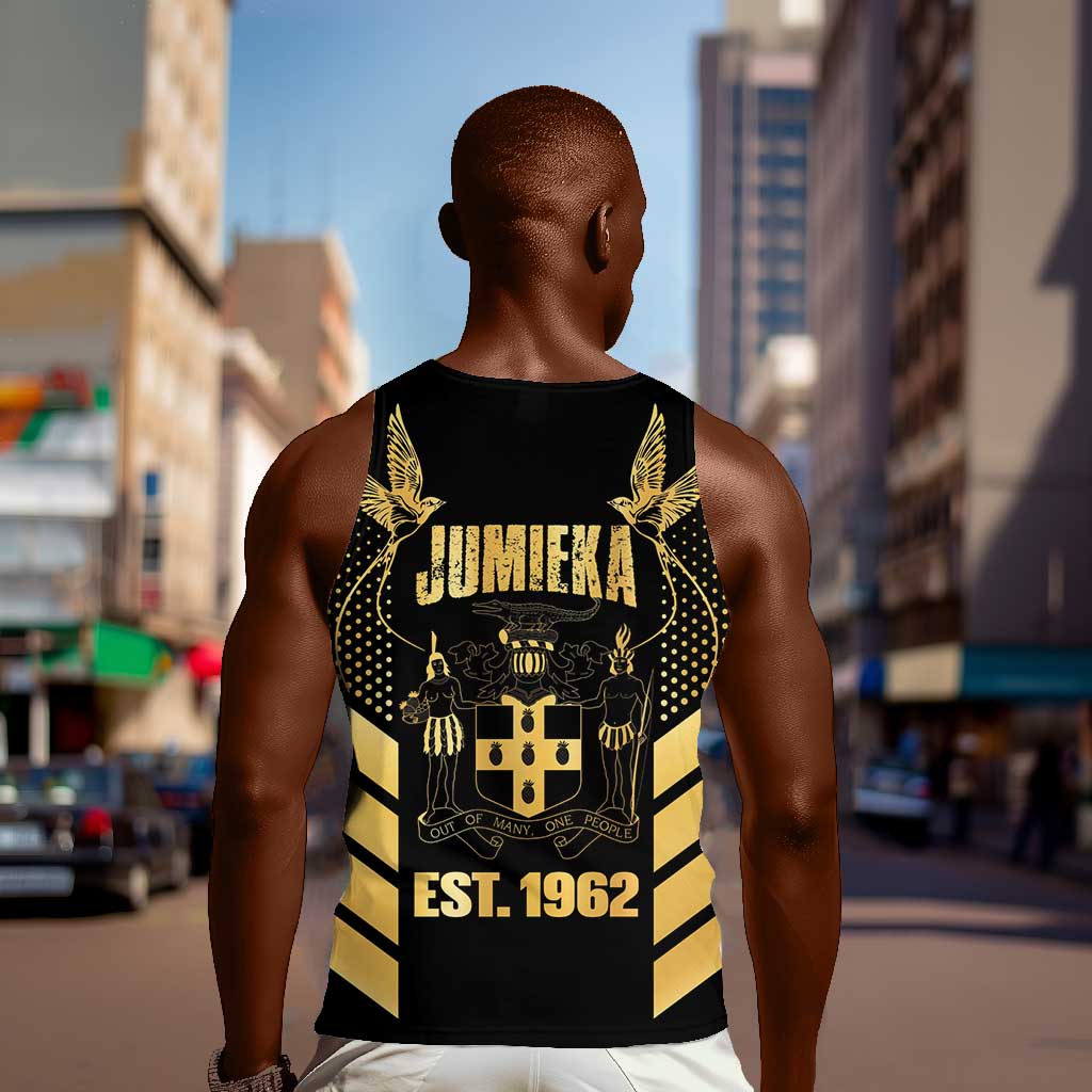 Jumieka Independence Day Men Tank Top Out Of Many, One People Gold Color