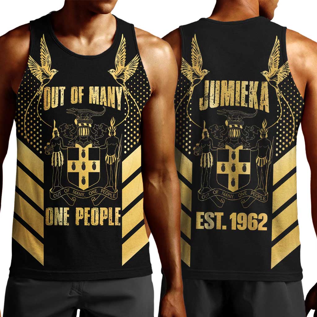 Jumieka Independence Day Men Tank Top Out Of Many, One People Gold Color